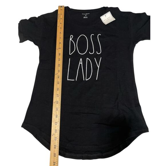 Rae Dunn Boss Lady Short Sleeves Crewneck Tee Black White‎ Size X Small New - Picture 3 of 8
